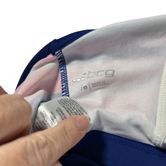 BCBG Swim Tankini Top Blue Pink Womens Size 16 Padded - Picture 5 of 9